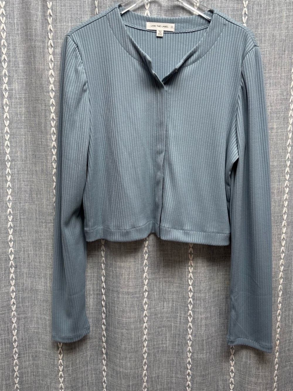LANI THE LABEL Women's Dusty Blue Ribbed Cardigan